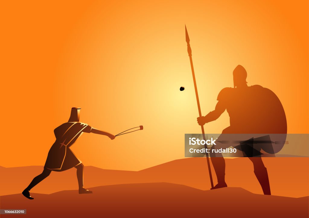 David and Goliath Biblical vector illustration of David and Goliath Goliath - Warrior stock vector