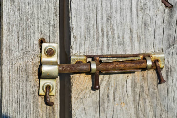 istock old deadbolt on wooden door 1066634062