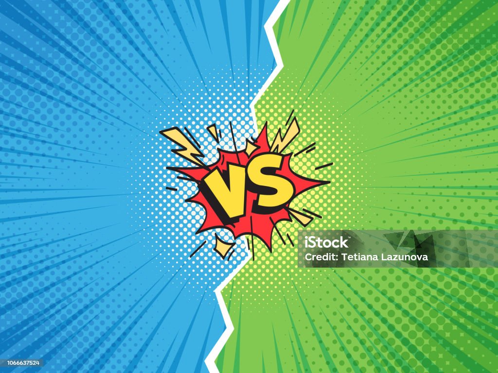 Comic Frame Vs Versus Duel Battle Or Team Challenge Confrontation Cartoon  Comics Halftone Background Illustration Vector Template Stock Illustration  - Download Image Now - iStock