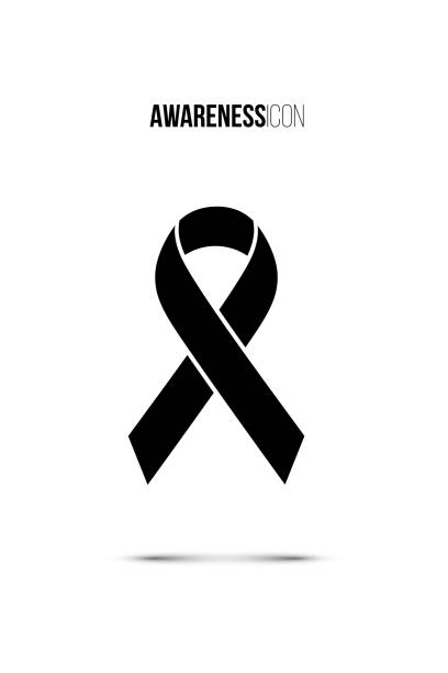 Black awareness icon isolated on white background. Vector design elements. Black awareness icon isolated on white background. Vector design elements. cancer stock illustrations