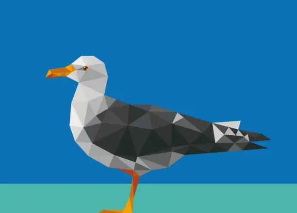 Vector illustration of Low Poly Seagull Abstract geometric
