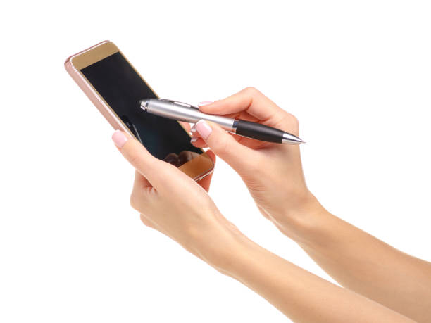 istock Mobile phone smartphone stylus pen in hand 1066648790