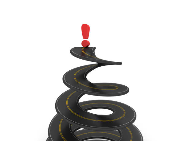 istock Spiral Road with Exclamation Symbol - 3D Rendering 1066650718