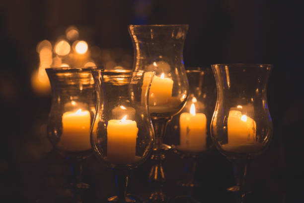 istock Romantic, Mysterious Glowing Candles Candelabra 1066653120