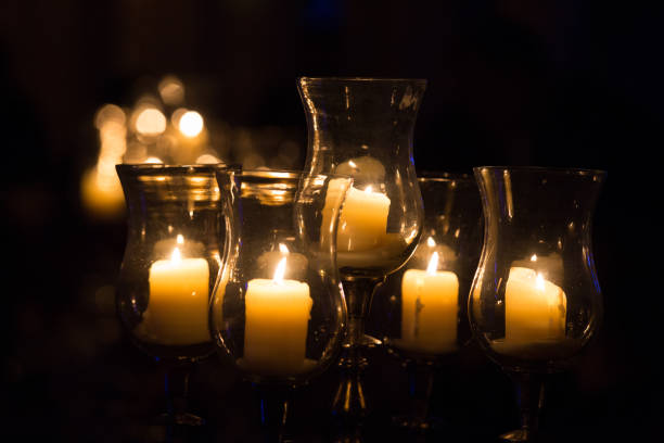 istock Romantic, Mysterious Glowing Candles Candelabra 1066653172