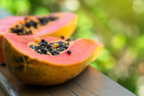 istock Slices of fresh cutted papaya 1066673486
