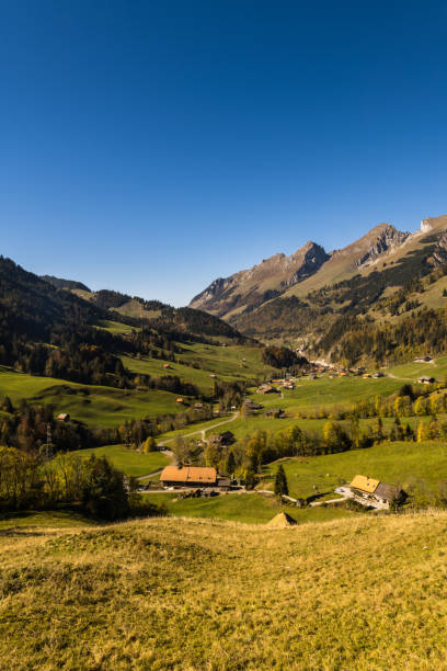 istock panoramic view Jaun pass in Simmental, Alps, Switzerland 1066675266