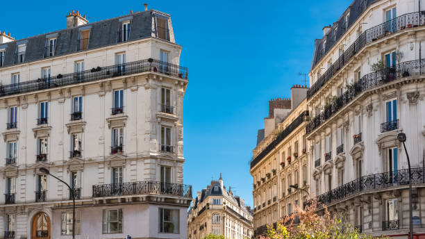 istock Paris, beautiful buildings boulevard des Batignolles, typical parisian facade 1066677668