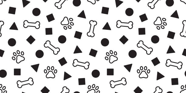 illustrazioni stock, clip art, cartoni animati e icone di tendenza di dog paw senza cuciture modello vettoriale osso francese bulldog impronta sfondo ripetere sfondo sciarpa cartone animato isolato illustrazione regalo wrap - dog spotted purebred dog kennel