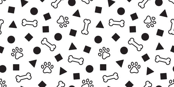 ilustrações de stock, clip art, desenhos animados e ícones de dog paw seamless pattern vector bone french bulldog footprint tile background repeat wallpaper scarf isolated cartoon illustration gift wrap - dog spotted purebred dog kennel