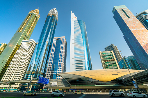 Modern Dubai Skyscrapers in Sheikh Zayed Road\nDubai, United Arab Emirate