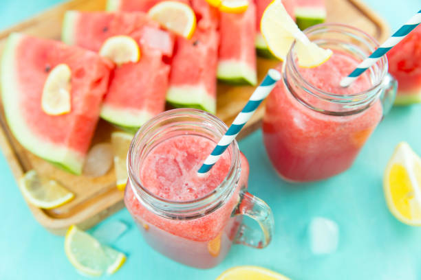 Watermelon and watermelon juice stock photo