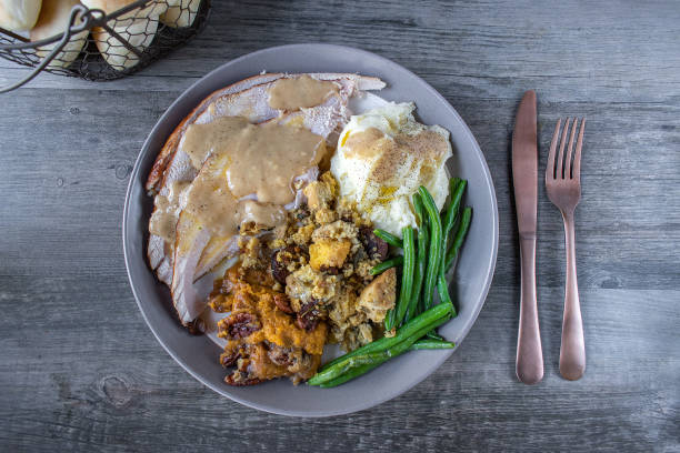 istock Thanksgiving or Christmas plate with turkey 1066685406