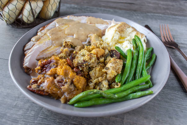 istock Thanksgiving or Christmas plate with turkey 1066685486