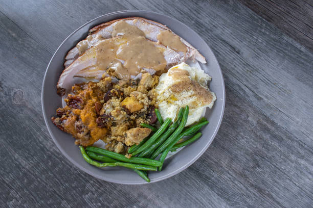 istock Thanksgiving or Christmas plate with turkey 1066685572