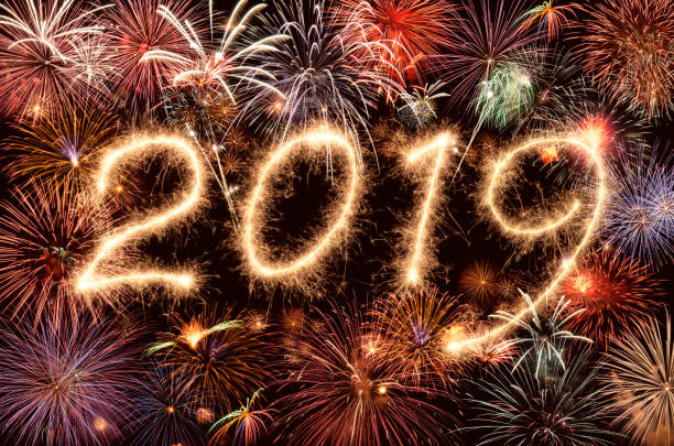 istock New year fireworks and 2019 written in sparkling letters 1066688250