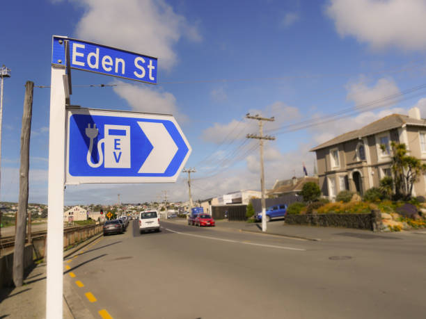 istock Electric vehicle charging sign 1066688860