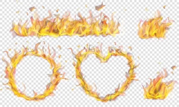 Vector illustration of Symbols made of fire flame