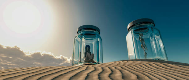 istock locked in a glass jar,desert 1066690546