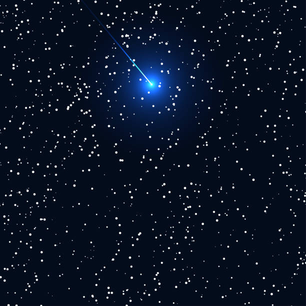 istock Vector illustration of a starry sky or space. A flying comet. The construction of the light connection. 1066690588