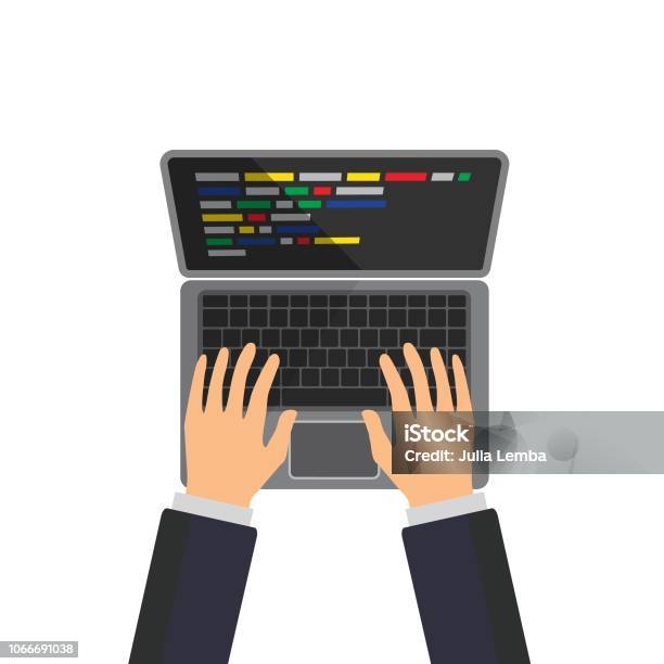 Hands Typing Code On The Keyboard Stock Illustration - Download Image ...