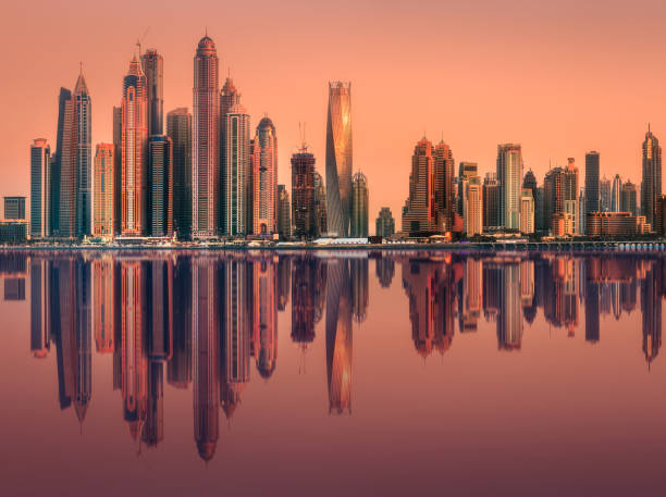 istock Dubai Marina bay view from Palm Jumeirah, UAE 1066691554