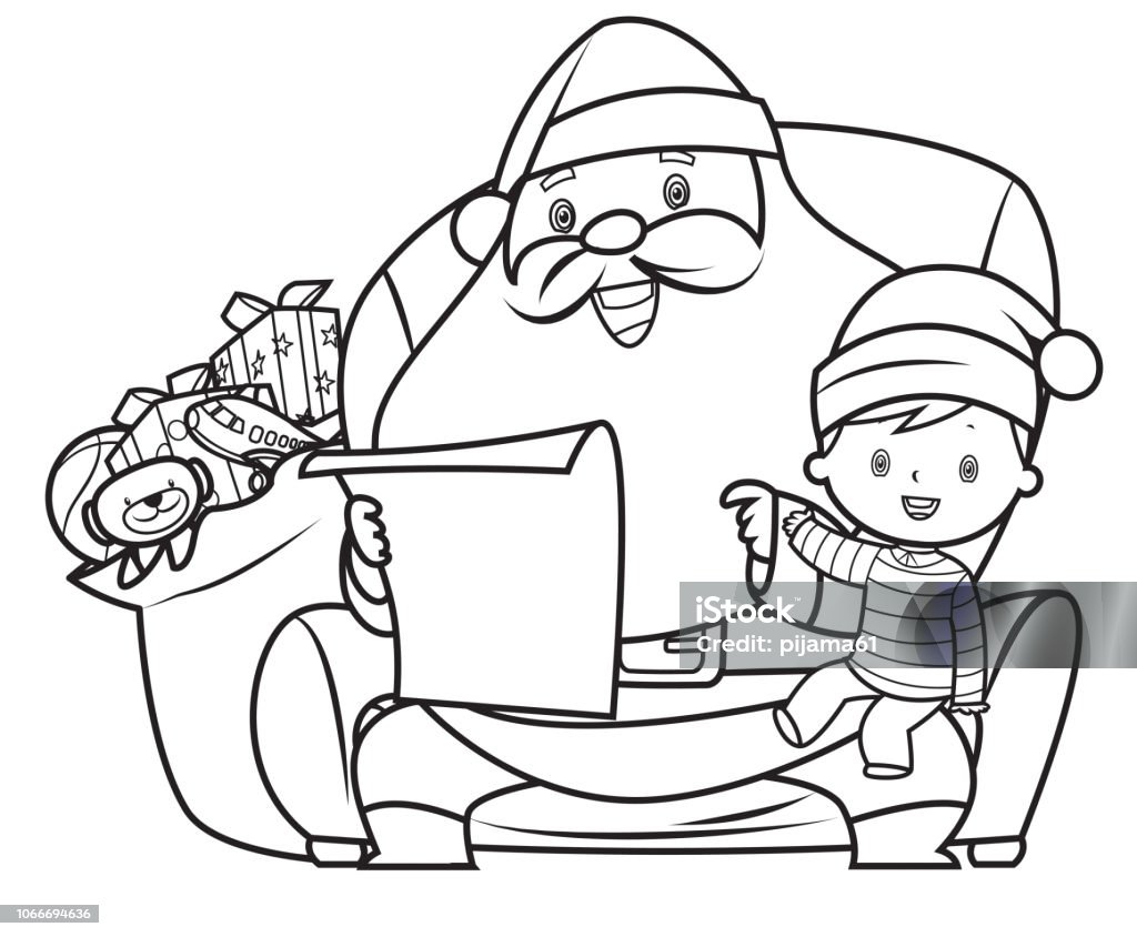 Santa Claus and child sitting on chair with Vector Santa Claus and child sitting on chair with Christmas stock vector