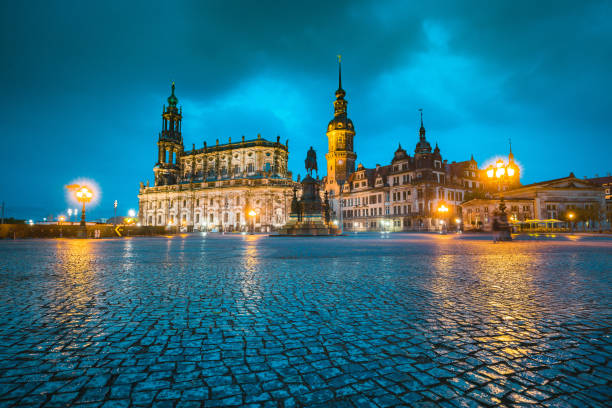 istock Dresden city center with dramatic sky at twilight, Saxony, Germany 1066703872