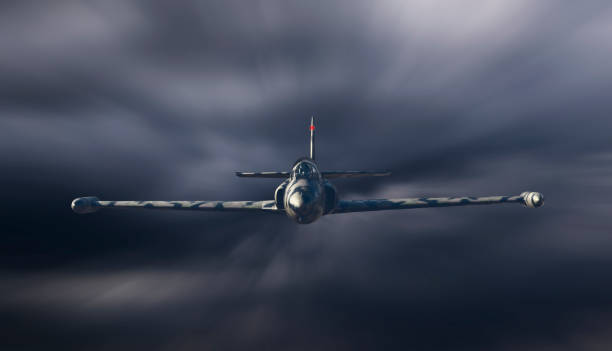 istock Military jet fighter airplane flying above the clouds 1066711494