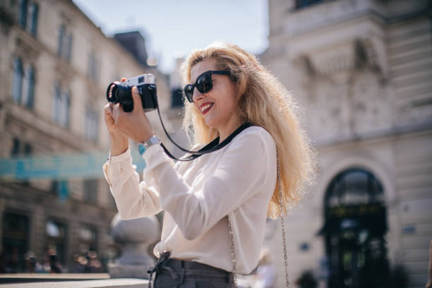 istock Blonde woman tourist 1066735088