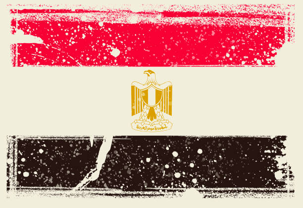 Flag of Egypt. Vector Illustration with grunge frame Egypt flag with grunge texture egyptian flag stock illustrations