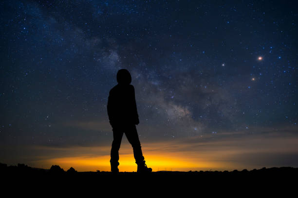 istock Man Looking Up The Milky Way 1066745710