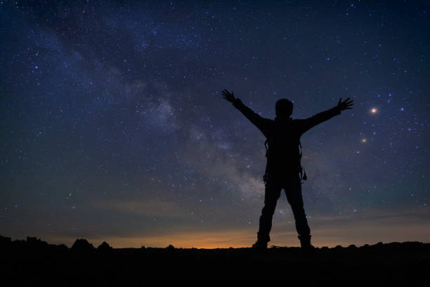 istock Man Looking Up The Milky Way 1066746788