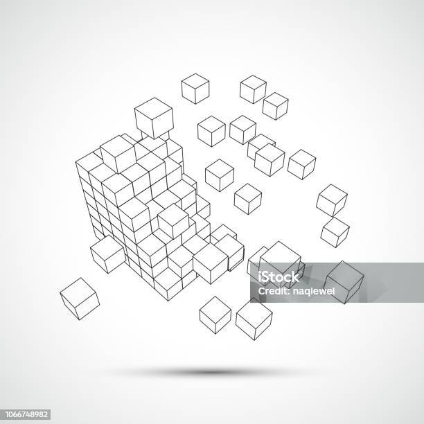 Cube Pattern Vector Stock Illustration - Download Image Now - Cube Shape, Stereoscopic Image, Single Line