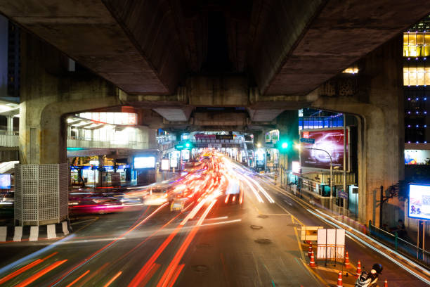 istock Long Exposure from cars light at Ratchaprasong, Siam intersection night scene 1066751026