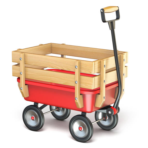 istock Toy mini wagon with wooden side fence Isometric 3D 1066758552