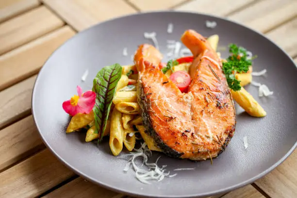 Food & Drink Photography, Grilled Fish with Pasta