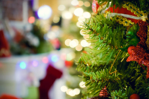 istock Christmas tree decoration on abstract blurry background. 1066766296