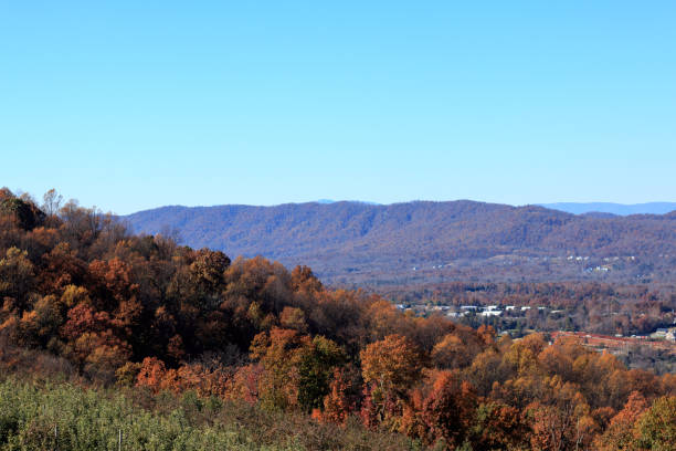 из живописных пейзажей открывается вид на горы блу-ридж - blue ridge mountians стоковые фото и изображения