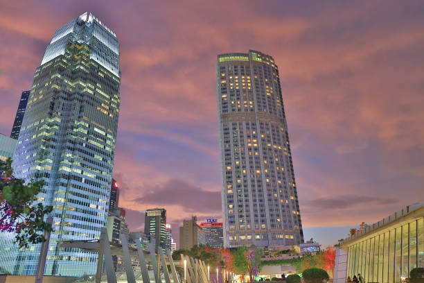 istock Skyline of central Hong Kong at sunset. 1066783598