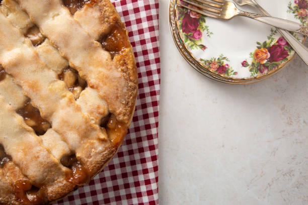 istock Beautiful Lattice Topped Apple and Caramel Pie 1066799928