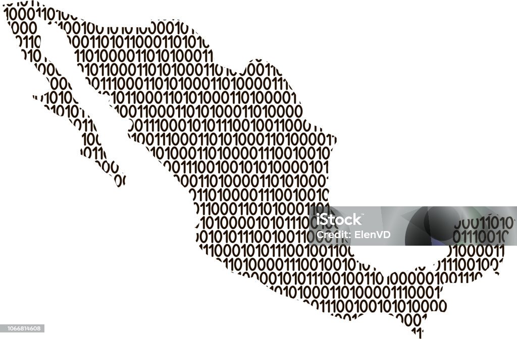 Mexico Map Abstract Schematic From Black Ones And Zeros Binary Digital ...