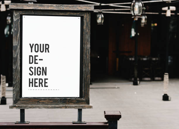 istock Rustic wooden signboard mockup at a restaurant 1066826066