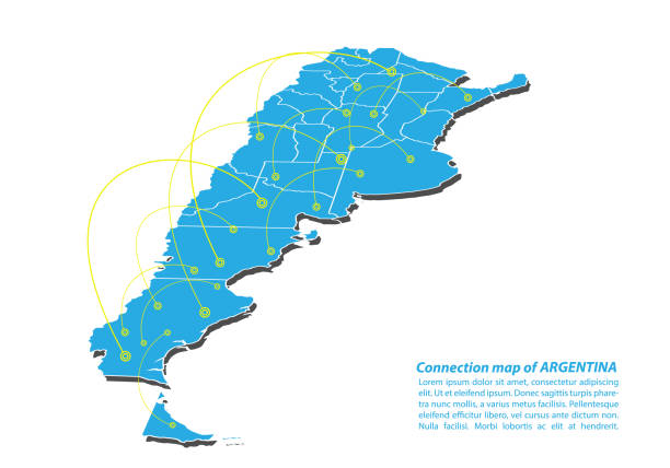 ilustraciones, imágenes clip art, dibujos animados e iconos de stock de moderno mapa conexiones del diseño de red, mejor concepto de internet. - mapa argentina