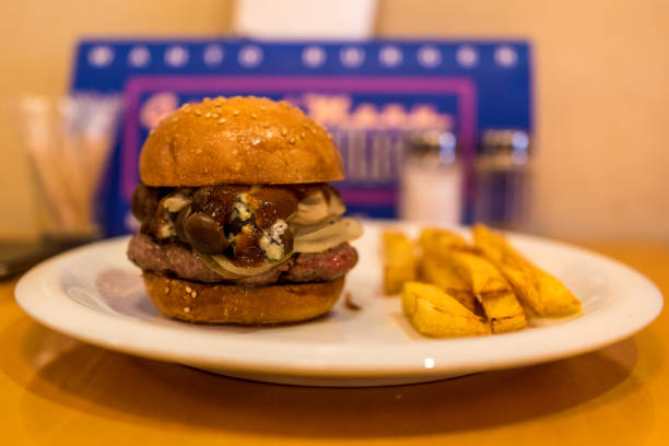 istock Mushroom Burger and Fries at a Diner 1066829096