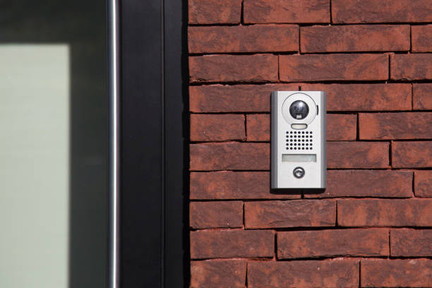 Intercom Intercom with camera - door security on a house. doorbell photos stock pictures, royalty-free photos & images