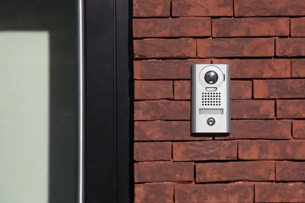 Intercom with camera - door security on a house.