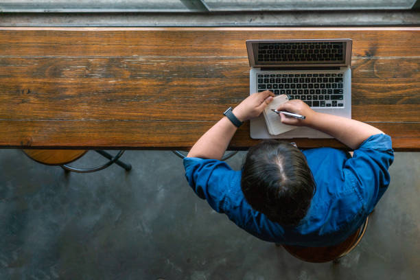 istock Top view of Asian woman writing notes 1066844502