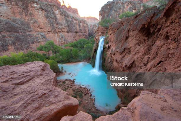 Havasu Falls Stock Photo - Download Image Now - Arizona, Horizontal, Turquoise Colored