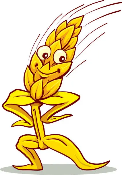 Vector illustration of Mascot Illustration of a Wheat Stalk Smiling Happily